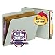 Smead 100% recycelte Presskarton-Klassifizierungsmappe mit SafeSHIELD-Verschlüssen, 2 Trennwänden, 5,1 cm Erweiterung, Briefgröße, grau/grün, 10 Stück pro Box (26810)