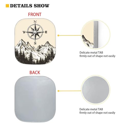 Image of Mountain Compasses 2 Piece Foldable Car Windshield Sun Shade Front Windshield Shade for Sun Auto Interior Protector Auto Sun Heat and UV Rays Blocker for SUV Truck Van Sedans