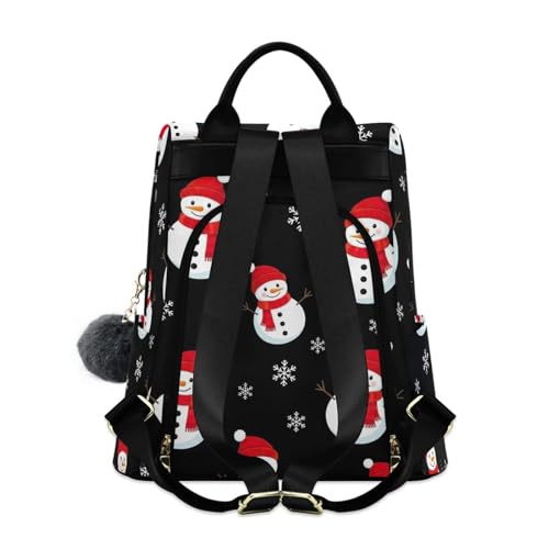 Mochila negra de mujer con muñecos de nieve para proteger tus pertenencias con comodidad 2