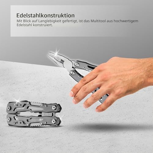 Multitool 14-in-1 mit Zange, Messer, Schraubendreher, Flaschenöffner und Nylonetui – Kompaktes und Robustes Multifunktionswerkzeug für Camping, Outdoor, Notfälle und Heimgebrauch (1)