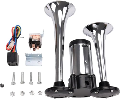 Kit klaxon à air 12 V avec compresseur - Klaxon à air comprimé avec compresseur - Pour voiture, camion, train, bateau, moteur