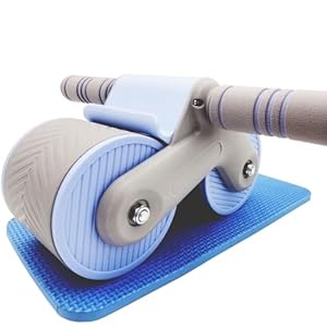 AUTOMATIC REBOUND ABDOMINIUM ROLLER: Automatic rebound abdominal roller for exercise with knee pads, dual wheel balance design and cell phone holder, suitable for outdoor, home, office, gym, in the home gym using abdominal fitness roller for abdominal muscle workout, can enhance the muscle strength, specially designed for men and women