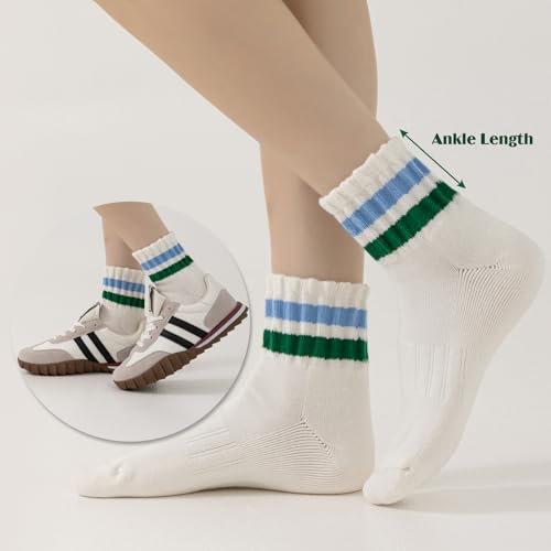 Novelty Socks For Women - Striped Retro Mini Crew Sporty Calf Casual Cotton Ankle Socks3