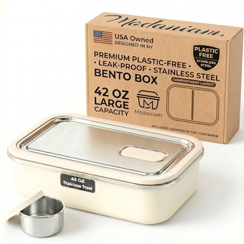 Modaniam Stainless Steel Bento Box, Stainless Steel Lunch Box for Adults, 42 OZ, Metal Lunch Box,...