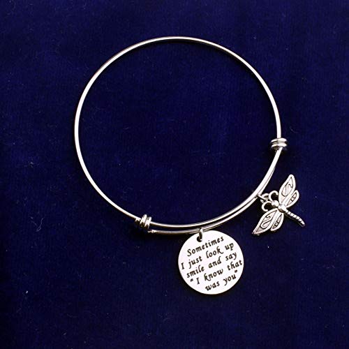 Dragonfly Memorial Gifts Bracelet Sometimes I Just Look Up Smile and Say I Know That was You Memories Jewelry (Dragonfly Bracelet)4