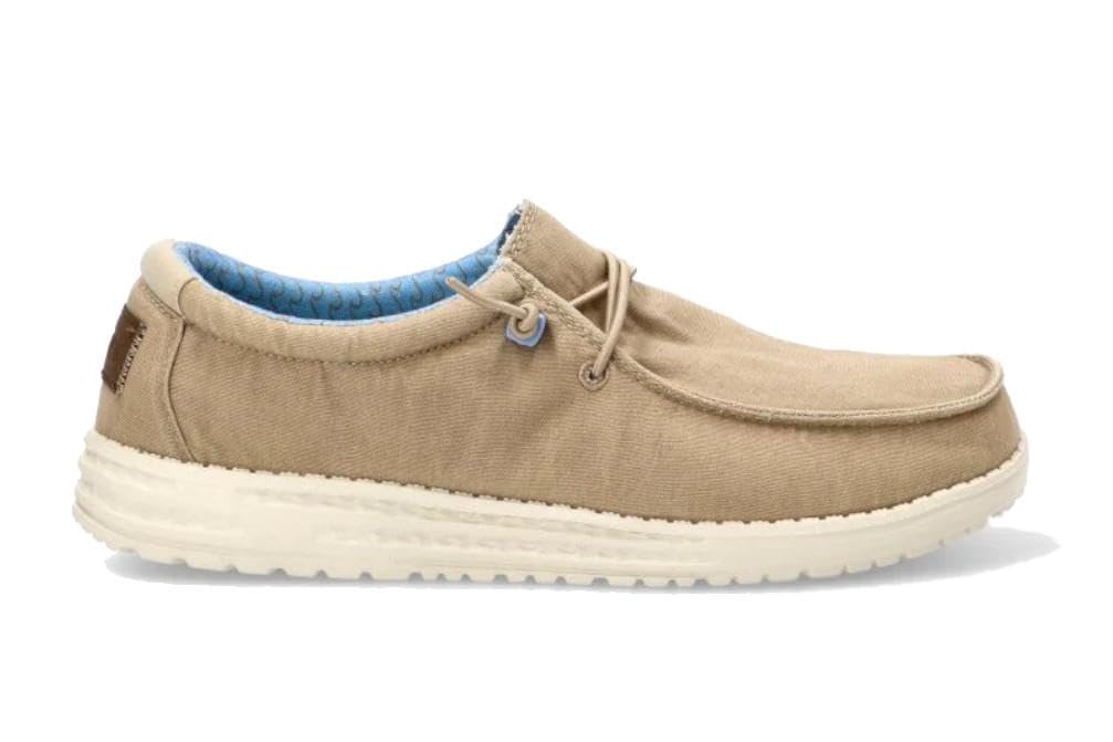 Zapatos náuticos de Lona ETIKA 82047 Beige con Cordones elásticos cómodo y Ligero - Hombre