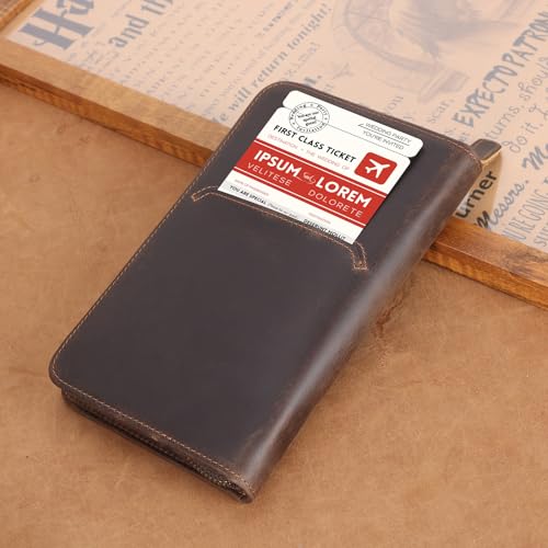 Polare Full Grain Leather Passport Holder Cover Case for Men RFID Blocking Travel Wallet Holds 4 Passports (Dark Brown with AirTag Slot)3