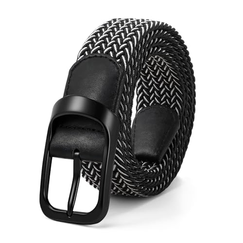 Image of JASGOOD Stretch Belt for Men, Men Women Elastic Woven Braided Belt 1 3 /8 Casual Belt Golf Belt for Jeans Pants