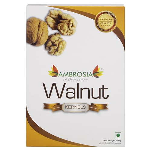 Image of Ambrosia Premium Kashmiri Walnut Kernels (Akhrot Giri) 250g | Extra Light Halves | New Crop | Premium Shelled Walnuts | Healthy Dry Fruits