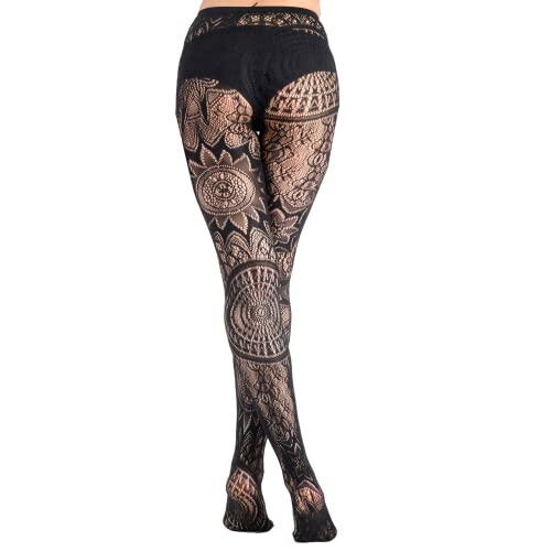 Image of Fishnet Stockings Lace Patterned Tights High Waist Pantyhose Fishnets for Women