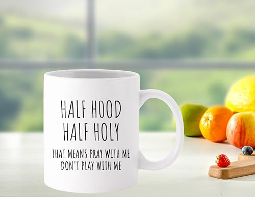 Taza Cerámica Blanca 11oz Half Hood Half Holy miniatura 4