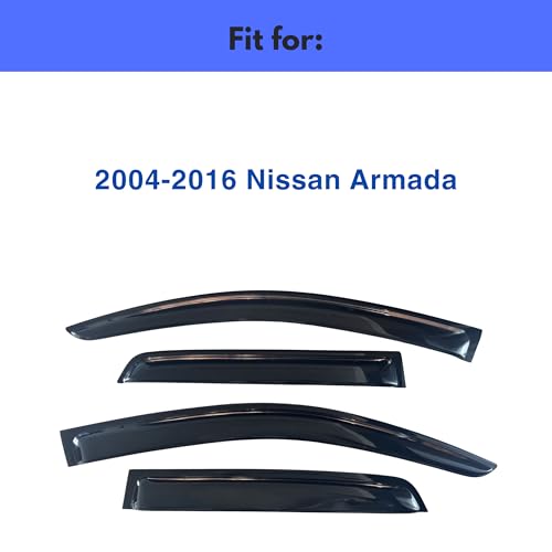 Image of IG Window Visors Fit for 2004-2016 Nissan Armada, Out-Channel Rain Guards Vent Wind Deflectors 4PC, Car Accessories for 04-16 Armada