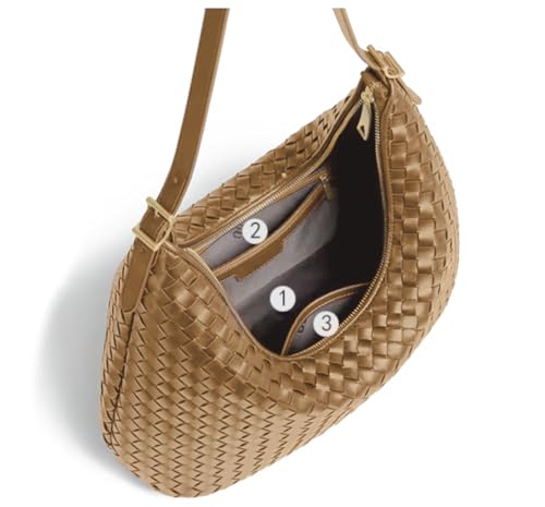 Woven Tote Bag for Women – Large Premium Vegan Leather Shoulder Handbag, Hobo bag, Perfect for Work, Travel, and Daily Use (Woven#1-Khaki)3
