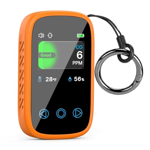 ITEFDTUTNE Portable Carbon Monoxide Detector with Alarm Standable & Lanyard, [3-in-1] Co Detector | Humidity |Temperature, Co Gas Monitor Air Quality for Outdoor Camping Travel RV Car