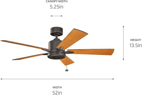Miniatura 3 de KICHLER 330242OZ - Ventilador de techo con 5 aspas de nogal, Bronce/Oscuro