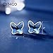 T400 Blue Purple Pink Crystal Butterfly Leverback Drop Earrings Birthday Gift for Women