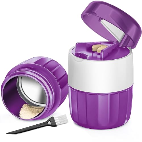 DUBSTAR 3-in-1 Pill Crusher Pill Grinder, Pill Crusher Fine Powder with Brush, Pill Crushers for Elderly with Pill Cutter and Storage, Pill Cutter Splitter for Small or Large Pills (Purple)