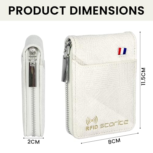 Image of Storite RFID Protected PU Leather 9 Slot RFID Vertical Credit Debit Card Holder Money Wallet Zipper Coin Purse for Men Women (Beige, 11.5x2x8Cm)