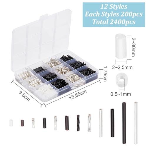 GOMAKERER About 2400 Pcs 12 Colors Glass Bugle Beads - Image 2
