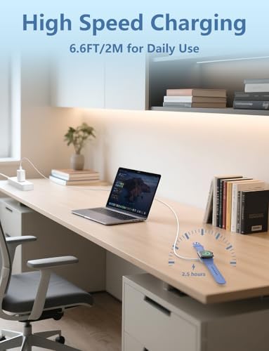Image of 6.6FT /2M Long Fast for Apple Watch Charger USB C iWatch Charger 20W Block Portable Wireless Compatible with Apple Watch Series 11 /10 /9 /8 /7 /SE /6 /5 /4 /3 /2 Ultra Ultra2