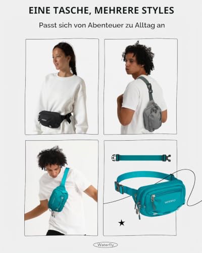 WATERFLY Bauchtasche Gürteltasche Herren Damen Hüfttasche mit RFID Schutz – Ansicht 7