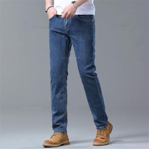Men's Slim Fit Stretch Denim Jeans Light Blue Smoke Gray Stylish Casual Spring Trousers Classic Comfort2