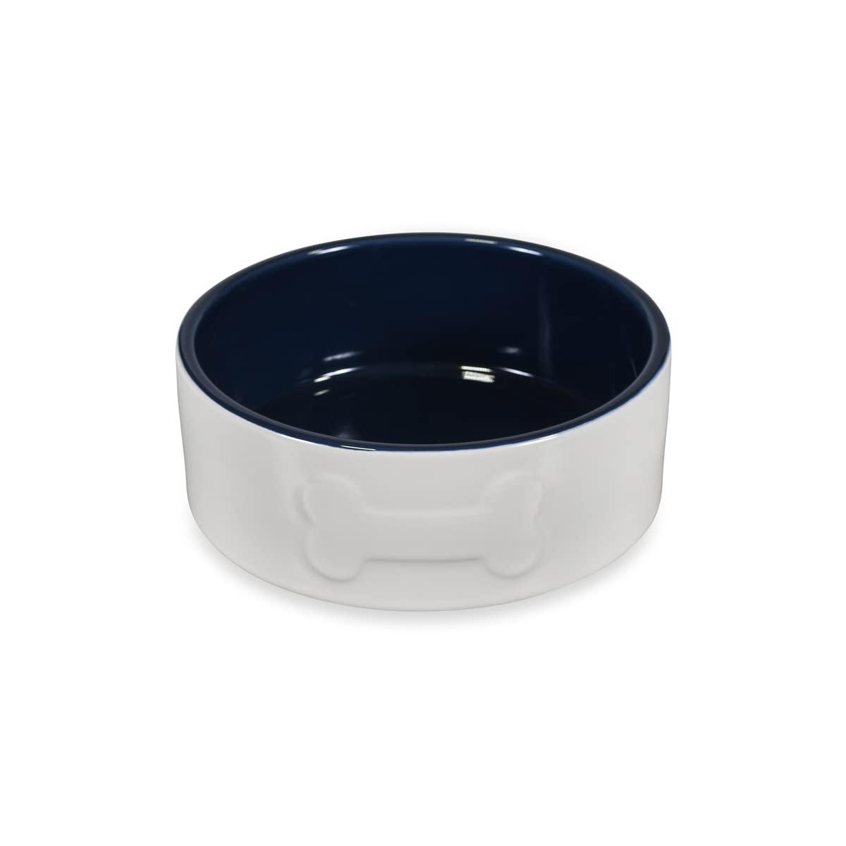 Petface Bone Ceramic Bowl Cream/Navy 15Cm