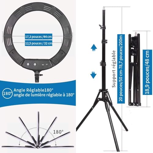 Anillo luminoso -18 Pulgadas 38 W 3200-5600K Bicolor Regulable Luz Anular LED Kit de Iluminación para Fotografía de Belleza Youtube TikTok, Maquillaje, Selfie, Retrato, Tatuaje, Cejas - imagen 4