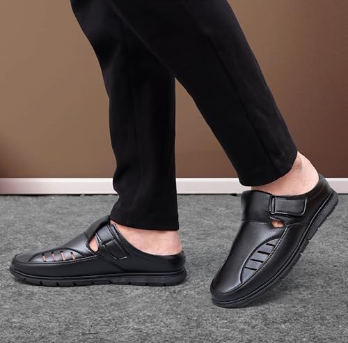 Image of BRUTE Leather Sandals for Men | Open Fisherman Sandals | Half Sandals