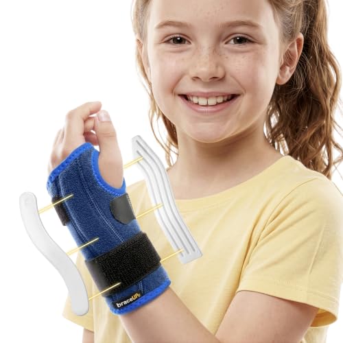 BraceUP Stabilized Kids Wrist Brace- Youth Wrist Support Kids Wrist Splint Child Wrist Brace for Daily Use Boys and Girls height 33 to 411 size 3-12 (Left Hand)