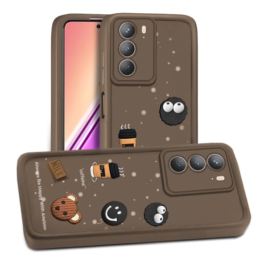 Image of AESTMO Back Case Cover for Realme P3X 5G | Cute Fun Cartoon 3D Ball | Coffee Silicone Case | Full Body Protection | Camera Protection Back Cover for Realme P3X 5G (Brown)