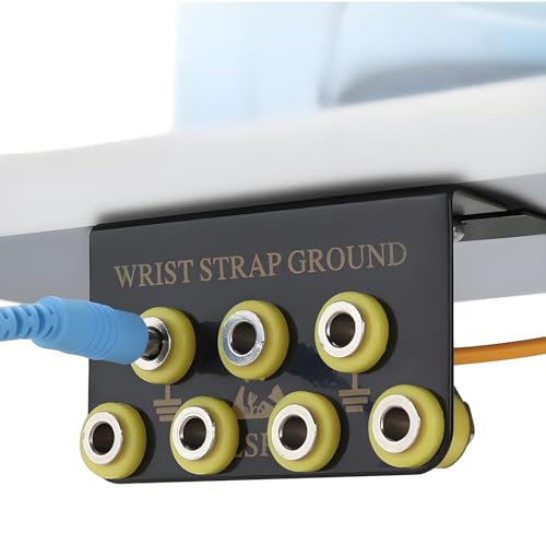Image of 7-Port ESD Wrist Strap Grounding Kit with 5.9 ft Terminal Cable and Anti-Static Socket Connector, L-Shaped Aluminum Hub with 1 MΩ Resistors, Static Protection for Electronics Workbench(7-Port(2Pack))