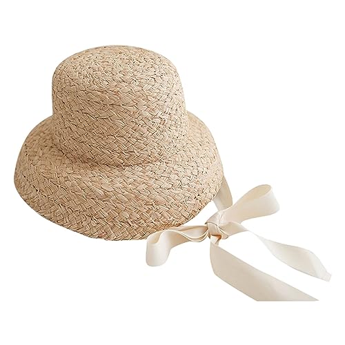Women Floppy Sun Hats with Ribbon Fashionable Summer Wide Brim Cap Beach Woven 𝐒traw Hat Travel Packable Cotton
