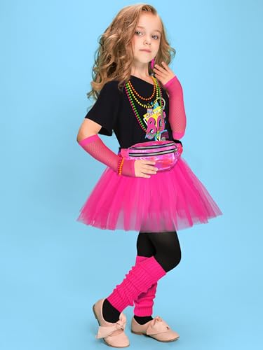 AOTHSO disfraz 80s para niñas tamaño XL color rosa miniatura 5