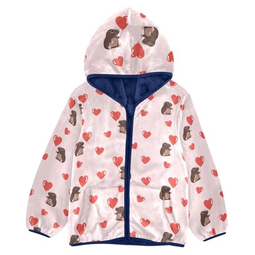 Cute Moles with Hearts Girls Fleece Jacket Girls Fall Jacket Girls Zip Up Hoodie Girls Sherpa Jacket 2-10T