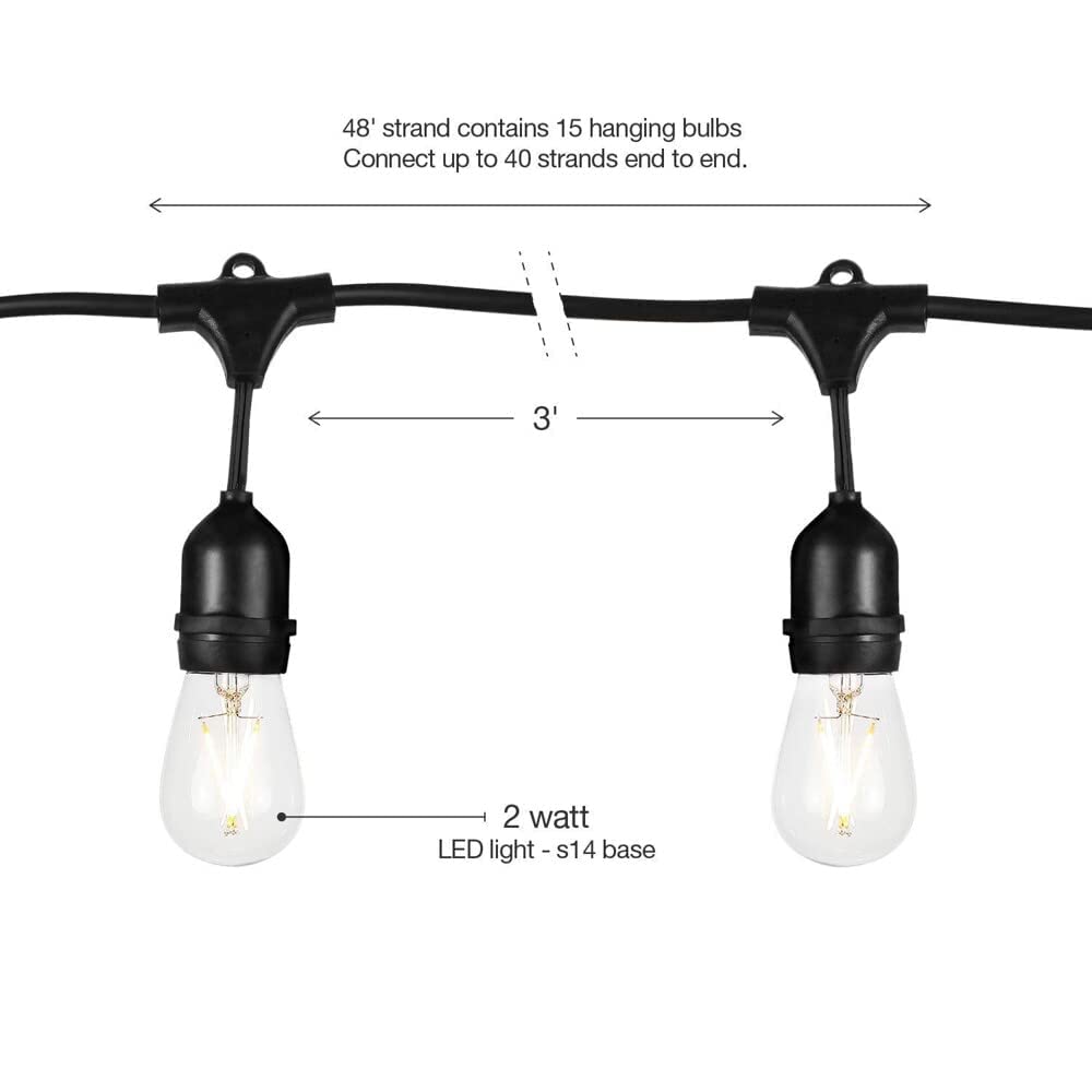 Mu 15M(3 * 5) Lichterkette Außen, Outdoor Erweiterbar Auf 1000W, (3 * 10) Lampenhalter E27 Wetterfest Ip65, lichterkette außen strom Deko für Gartenparty Hochzeit Garten Hochzeit|3 * 5M, Schwarz