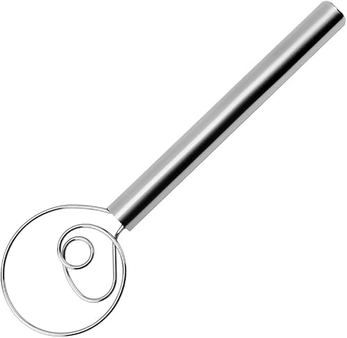 Batidor de masa, batidor danés de acero inoxidable de 11.8 pulgadas, mezclador manual de masa de pan, mezclador para pan, pastelería o masa de