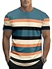 Men's Fashion Loose Fit Crewneck Stripe T-Shirt (UK, Alpha, 4XL, Regular, Regular, #1) #1