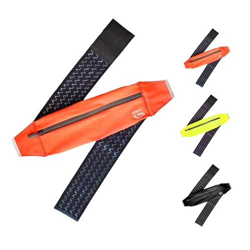 ARKY ランニングポーチ ウエストバッグ 軽量 防水 防汗 揺れ防止 仕切りポケット付き スマホ・鍵・カード対応 ユニセックス ジョギングやアウトドアに (オレンジ色)