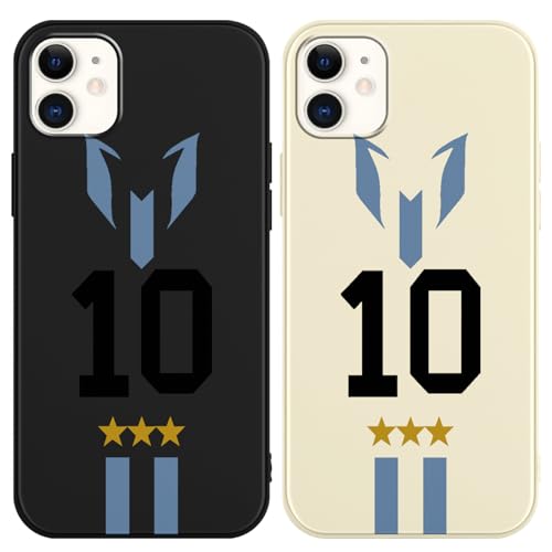 nurkorki 2 Piezas Funda de Silicona para iPhone 11 6.1", Carcasa Suave TPU con Cool Moda Estrella del Fútbol 10 Patrón Soccer Star Diseño Antichoque Protectora Case