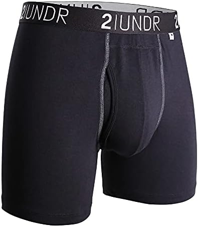 2undr Men's Swingshift Boxers, Black/Grey, X-Large
