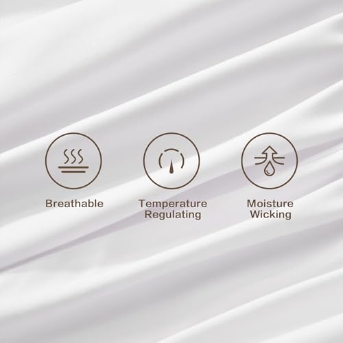 Image of Andency White Full Sheets Set 100% Viscose Derived from Bamboo | Cooling Summer Sheets, Deep Pocket Up to 16 inch, Silky Soft Hotel Luxury Breathable Bedding Sheets & Pillowcases