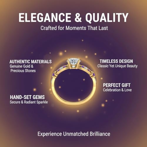 Image of Choose Your Gemstone Petite Pave Diamond CZ Engagement Ring Yellow Gold Plated Round Shape Petite Engagement Rings Minimal Modern Design Birthday Gift Wedding Gift US Size 4 to 12