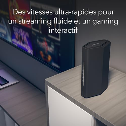 Routeur WiFi 7 bibande Nighthawk NETGEAR (RS100) – Fonctions de sécurité, Vitesse sans Fil BE3600 (jusqu'à 3,6 Gbit/s) – Couvre jusqu'à 135 m2, 50 périphériques – Port Internet 2,5 Gbit/s.