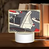 長方形のアクリル製ナイトライト、調光可能なタッチコントロール、RGBマルチカラーモード、ポータブルベッドサイドランプ、目の保護ギフト（カラフルなコンバーススニーカーシューズチャック柄ロールロックウォーキング）