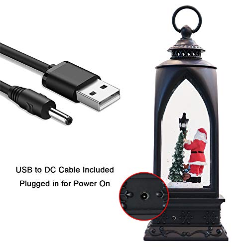 Eldnacele 12” Christmas Snow Globe Lantern Snowman With Music & Timer, Usb Lined/Battery Operated Lighted Water Glittering Lantern For Christmas Festival Decoration Gifts – Santa #TOP2