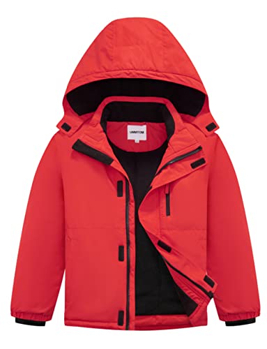 Reviews de Ropa de nieve y lluvia para Bebé los más solicitados. 41 UMMTOM - Chamarra impermeable para niños con capucha, forro polar, cálida, de invierno, para esquí, de nieve (Rojo sólido, 13-14)
