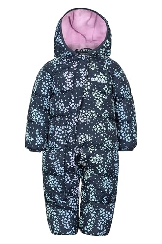 Mountain Warehouse Frosty Thick Padded Ski Suit - Half Fleece Lined,Toddler Hooded Snowsuit, Winter Printed Children Snowsuit Navy (Printed) Baby Size 18-24 Months