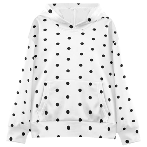 IRYULJX Soft Kids Sweatshirts Boys Size 9-11Y Black Polka Dot
