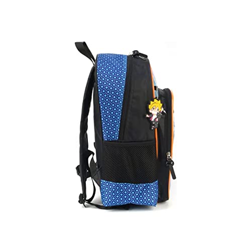 Mochila Costas Escolar Infantil Juvenil naruto boruto Cor:Azul Preto;Tamanho:M;Gênero:Masculino